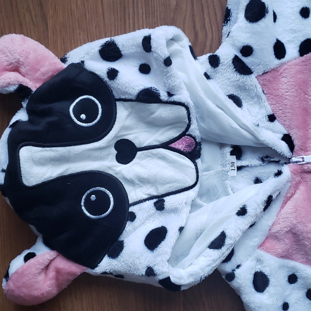 Dog Dalmatian Onesie One-Piece Hooded Pajamas Kids Youth Size Large